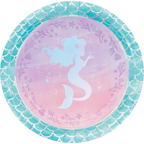 Creative Converting Iridescent Mermaid Party Paper Plates, 9", 96PK 336704 - main